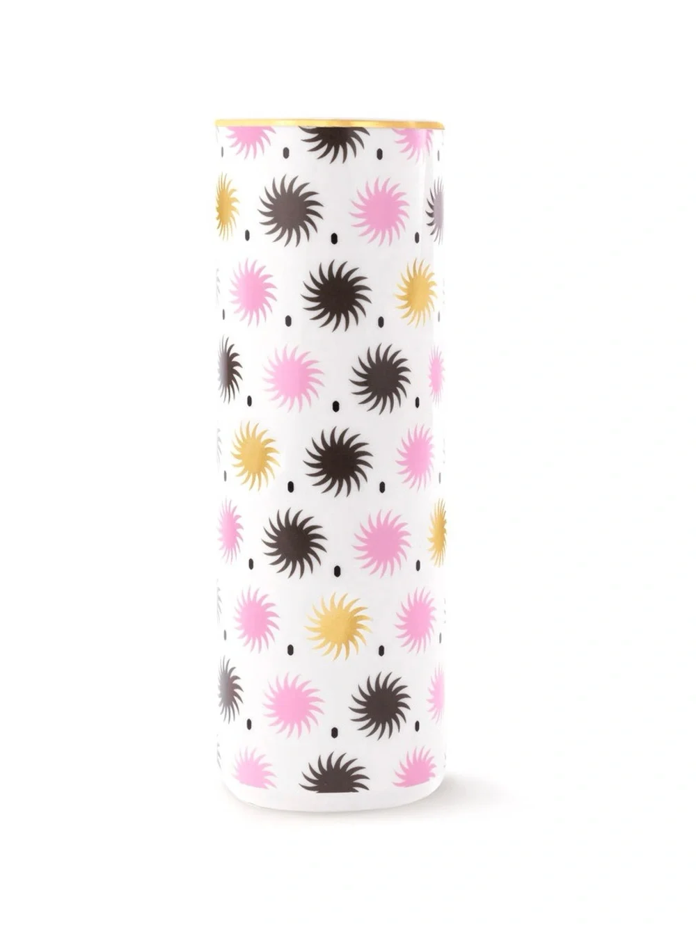 La Fonda Del Sol Ceramic Vase Pink & Gold Patterned Vase NEW